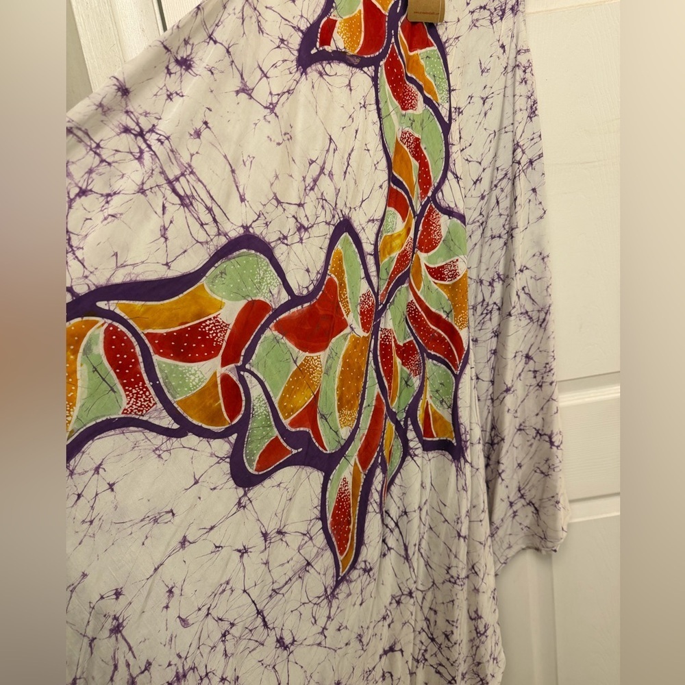 HAND MADE Sleeveless Floral summer Batik Dress - Picture 5 of 12